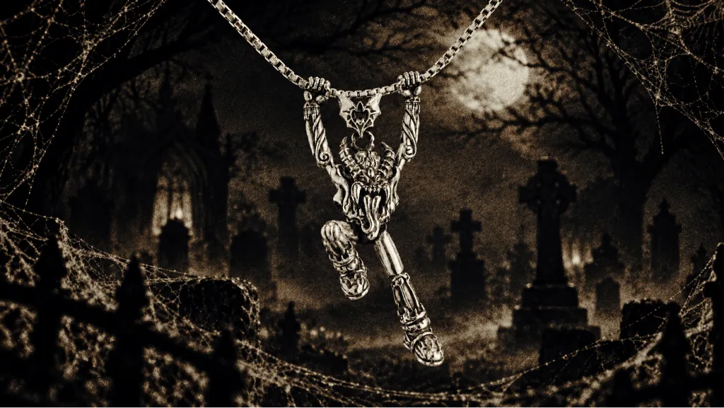 Spider Jack pendant in a gothic cemetery